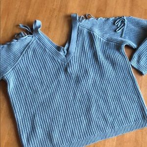 Brand new, slouchy sweater with lace-up sleeves